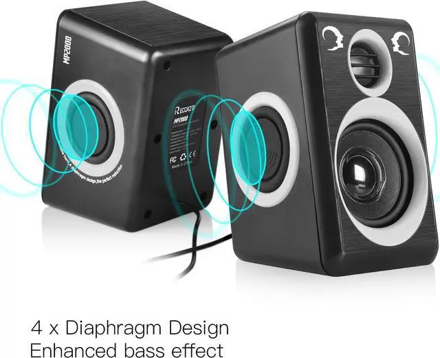 Alt view image 7 of 7 - Computer Speakers with Surround Sound 2.0CH USB Wired Powered Multimedia Speaker for Desktop/TV/PC/Laptops/Smart Phone Built-in Four Loudspeaker Diaphragm (Gray)