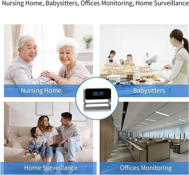 Alt view image 6 of 6 - Clock Camera - Full HD 1080P WiFi Camera - Mini Wireless Nanny Cam with Night Vision - Indoor Home Security Surveillance
