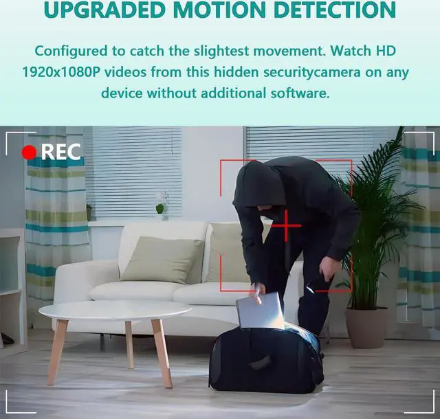 Alt view image 4 of 5 - 64GB Hidden Video Cameras,360 Minutes Battery Life, 1080P Mini Portable Spy Video Camera Covert Nanny Video Recorder with Motion Detection Security Cameras for Baby Monitors, Home
