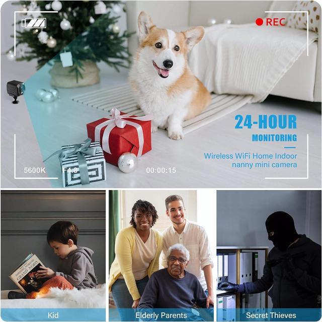 Alt view image 4 of 6 - 2024 Upgraded Mini Spy Camera Hidden Camera,4K WiFi Wireless Camera, 100 Days Standby Battery Life,AI Motion Detection Alerts,Nanny Cam Security Cam for Indoor,Home,Baby,Pets