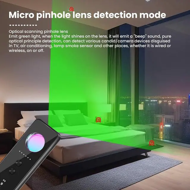 Alt view image 2 of 6 - Hidden Camera Detectors-Camera Detector,Hidden Camera Detector,camera detector spy camera finder,Camera Detector for Hotels,GPS Tracker Detector,6 levels sensitivity 4 modes,Standby time 10 week