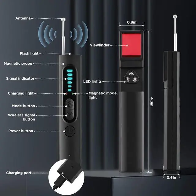 Alt view image 2 of 7 - Hidden Camera Detectors, Camera Detector, Bug and Hidden Camera Detector, RF Wireless Signal Scanner for Home Office Travel, 6 Levels Sensitivity 4 Modes, 34H Working Time