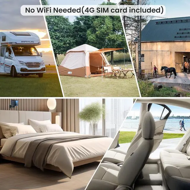 Alt view image 4 of 7 - No WiFi Security Camera, Cellular Security Camera, SIM Card Included, Not Support WiFi, Radar Motion Sensor, FHD 4G Car Security Camera, 20-Day Standby Battery Life, Portable Cellular Trail Cameras