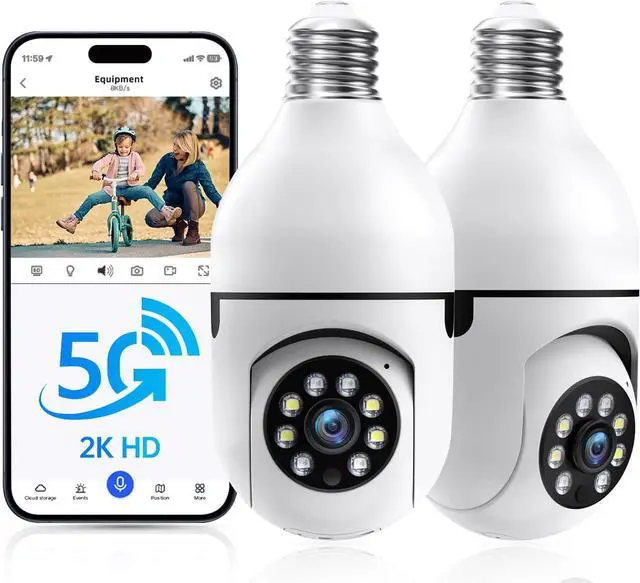Main image of Light Bulb Security Cameras Wireless Outdoor - 5G&2.4G wifi bulb Cameras for Home Security Outside Indoor, Full-Color Night Vision, Siren Alarm, 24/7 Recording Bulb Camera Work with Alexa (Snow white)
