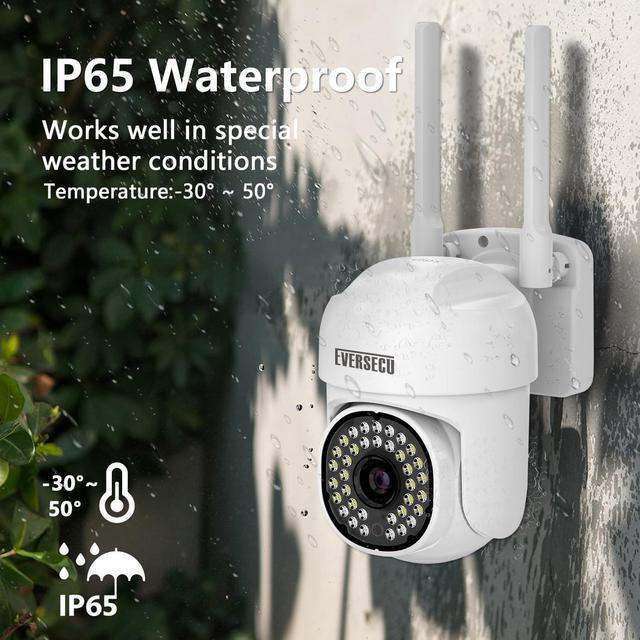 Alt view image 5 of 7 - Gadpiparty EVERSECU 2K 3.0MP Outdoor WiFi PTZ Security Camera, 2.4G&5G WiFi, Auto Tracking, 2 Way Audio, Color & Infrared Night Vision, Work with Alexa, SD Card & Cloud Storage, ONVIF Compliant IP Ca