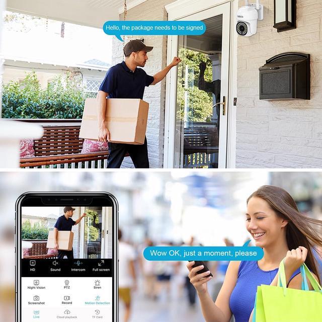 Alt view image 7 of 7 - Gadpiparty EVERSECU 2K 3.0MP Outdoor WiFi PTZ Security Camera, 2.4G&5G WiFi, Auto Tracking, 2 Way Audio, Color & Infrared Night Vision, Work with Alexa, SD Card & Cloud Storage, ONVIF Compliant IP Ca