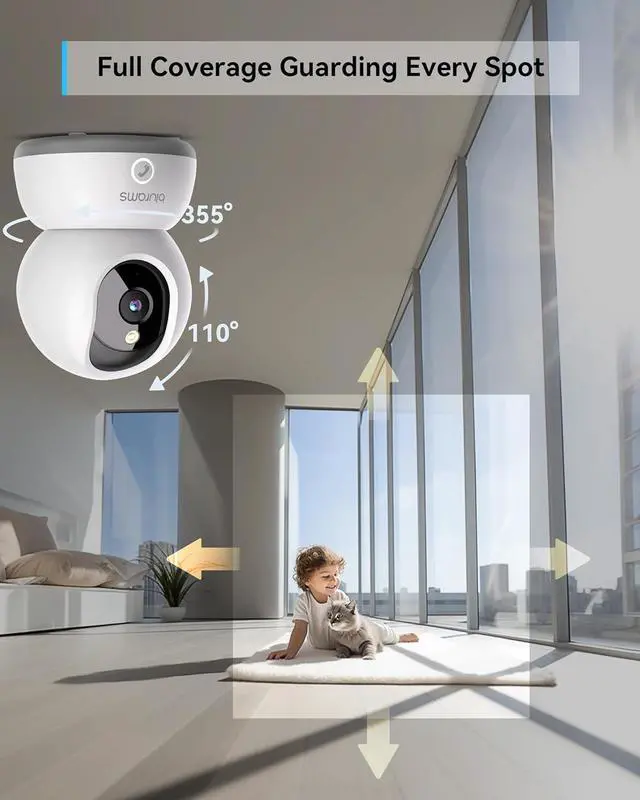 Alt view image 3 of 6 - blurams Indoor Security Camera, 2K Pet Camera with 64GB SD Card, Dog Camera with Phone App, Color Night Vision, One-Touch Call, AI Motion Detection, Work with Alexa(2.4GHz ONLY)