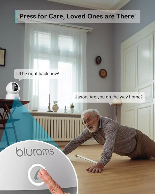 Alt view image 5 of 6 - blurams Indoor Security Camera, 2K Pet Camera with 64GB SD Card, Dog Camera with Phone App, Color Night Vision, One-Touch Call, AI Motion Detection, Work with Alexa(2.4GHz ONLY)