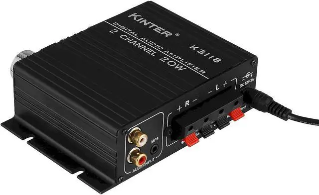 Alt view image 2 of 7 - Kinter K3118 Texas Instruments TI Digital Hi-Fi Audio Mini Class D Home Auto DIY Arcade Stereo Amplifier with 12V 3A Power Supply Black