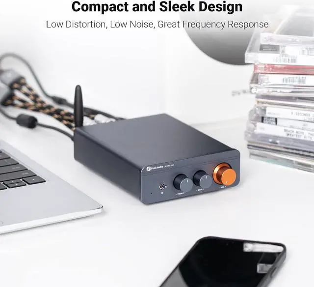 Alt view image 4 of 7 - Audio BT20A Pro Bluetooth 5.0 Amplifier, 300W x2 Wireless Amp, TPA3255 2 Channel Mini Class D Integrated Home Audio Outdoor Stereo Receiver with Bass Treble Control for Passive Speakers