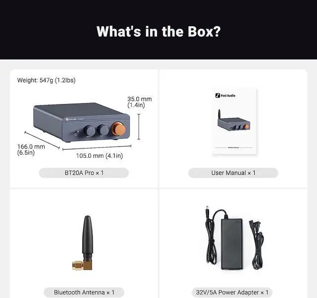 Alt view image 7 of 7 - Audio BT20A Pro Bluetooth 5.0 Amplifier, 300W x2 Wireless Amp, TPA3255 2 Channel Mini Class D Integrated Home Audio Outdoor Stereo Receiver with Bass Treble Control for Passive Speakers