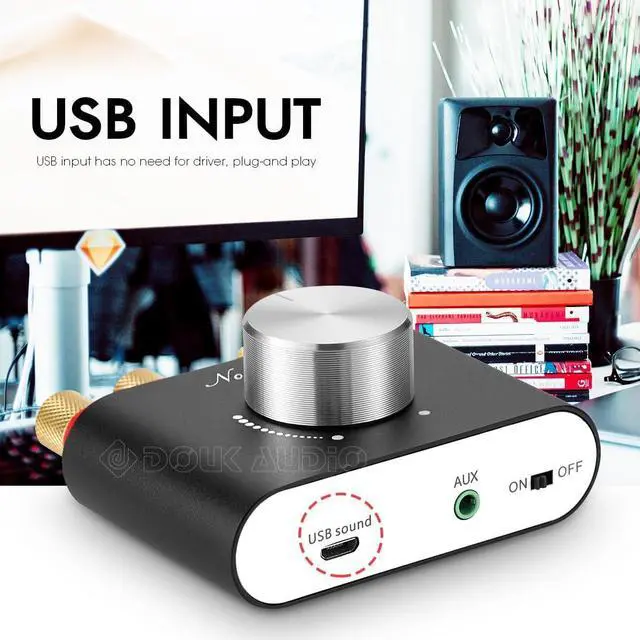 Alt view image 4 of 7 - Nobsound Mini Bluetooth 5.0 Power Amplifier, Stereo Hi-Fi Digital Amp 2.0 Channel 50W×2 with AUX/USB/Bluetooth Input, Wireless Audio Receiver, PC Sound Card with Power Supply (Black)