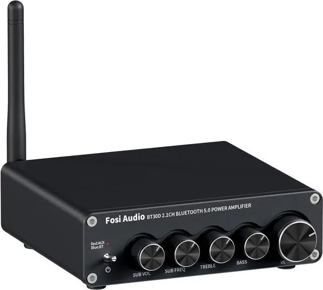 Main image of Fosi Audio BT30D Bluetooth 5.0 Stereo Audio Receiver Amplifier 2.1 Channel Mini Hi-Fi Class D Integrated Amp 50 Watt x2+100 Watt for Home Outdoor Passive Speakers/Subwoofer Powered Subwoofer