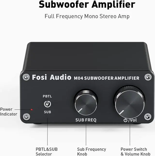 Alt view image 2 of 7 - Fosi Audio M04 Subwoofer Amplifier for Home Theater Mono Channel Digital Class D Integrated Power Amp for Passive Speakers Subwoofer Rated 100W MAX