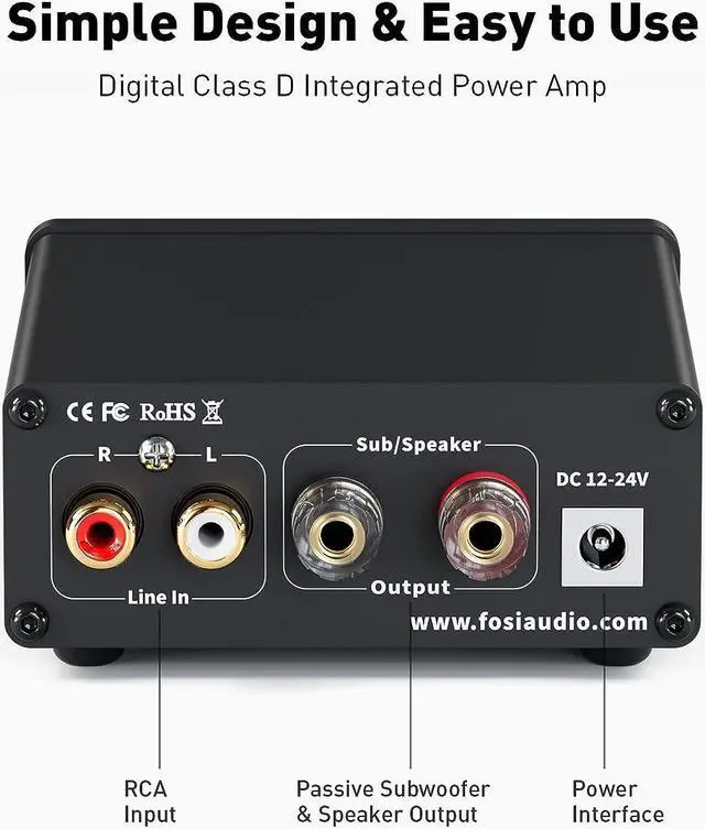 Alt view image 3 of 7 - Fosi Audio M04 Subwoofer Amplifier for Home Theater Mono Channel Digital Class D Integrated Power Amp for Passive Speakers Subwoofer Rated 100W MAX