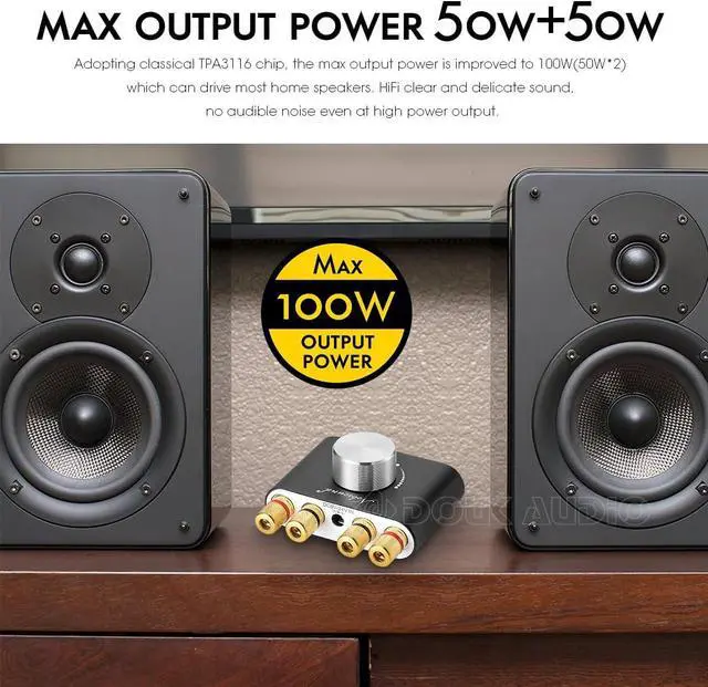 Alt view image 2 of 7 - Nobsound Mini Bluetooth 5.0 Power Amplifier, Stereo Hi-Fi Digital Amp 2.0 Channel 50W×2 with AUX/USB/Bluetooth Input, Wireless Audio Receiver, PC Sound Card with Power Supply (Black)