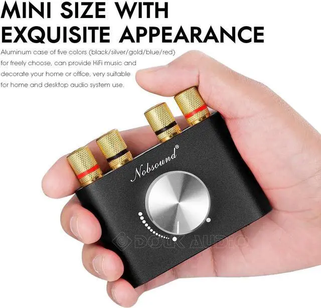 Alt view image 3 of 7 - Nobsound Mini Bluetooth 5.0 Power Amplifier, Stereo Hi-Fi Digital Amp 2.0 Channel 50W×2 with AUX/USB/Bluetooth Input, Wireless Audio Receiver, PC Sound Card with Power Supply (Black)