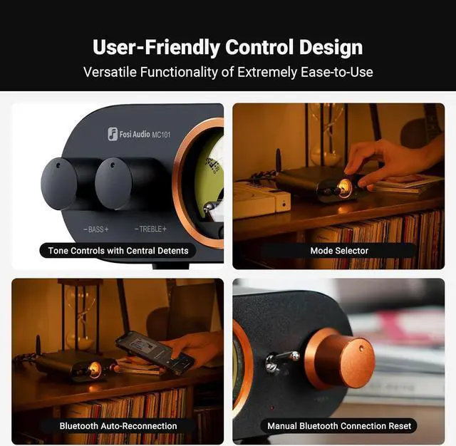 Alt view image 5 of 7 - Fosi Audio SK02 DAC Amp Headphone Amplifier Desktop and MC101 Bluetooth Stereo Amplifier Home Audio Componen
