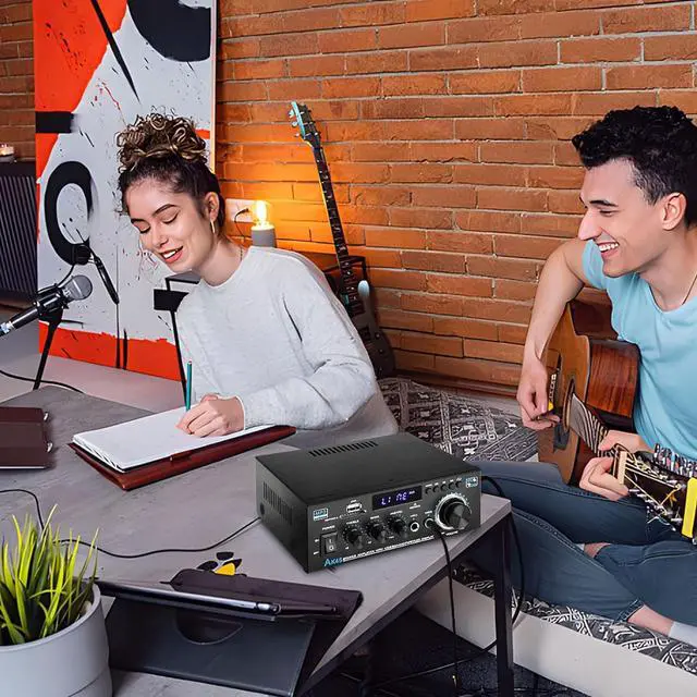 Alt view image 7 of 8 - Home Audio Power Amplifier with Bluetooth, 100Wx2 Audio Stereo Receiver, Dmyond Home Amplifiers w/FM Radio USB, AUX, RCA, SD for Home Theater Speakers Audio Stereo, Studio