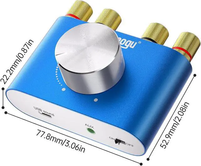 Alt view image 7 of 7 - Facmogu F900S Mini Bluetooth 5.0 Digital Amplifier, 2 Channel 80W+80W HiFi Stereo Audio Amp, USB Sound Card Stereo Audio Amp Receiver with AUX/USB/Bluetooth Input (No Power Supply)