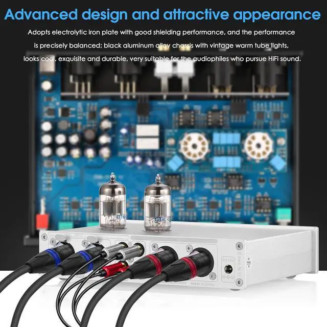 Alt view image 5 of 7 - Douk Audio Balanced EQ Preamp: 7-Band Equalizer - Vacuum Tube Preamplifier with XLR RCA Inputs & Outputs - for Home Stereo HiFi System, Amplifiers, Active Speakers (T8 PRO Silver)