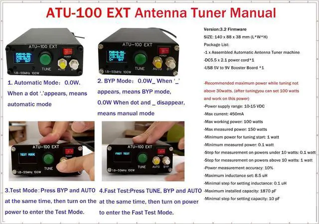 Alt view image 5 of 7 - Malahit ATU-100 EXT Antenna Tuner 1.8-50MHz atu100 by N7DDC 7x7 0.96 Inch OLED 3.2 Firmware Programmed with Housing Assembled Machine with USB CableNo Battery Compatible with Radio Antenna