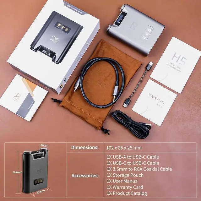 Alt view image 5 of 7 - SHANLING H5 Portable DAC/AMP,HiFi Music Player,Headphone Amplifier,Dual AK4493SEQ DAC,768kHz / 32bit, DSD512,Bluetooth 5.0,840@32 Output,MQA Full Decoder,3.5/4.4mm,Optical/USB/Coaxial (Titanium)