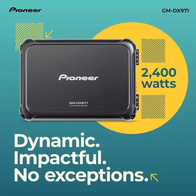 Alt view image 2 of 6 - Pioneer GM-DX971 Monoblock Car Amplifier 2400W Max, Efficient Class D, Bass Boost Control, Remote Bass Knob Included, Hi-Res Certified, Gold terminals, Powerful bass Output, Remote knob