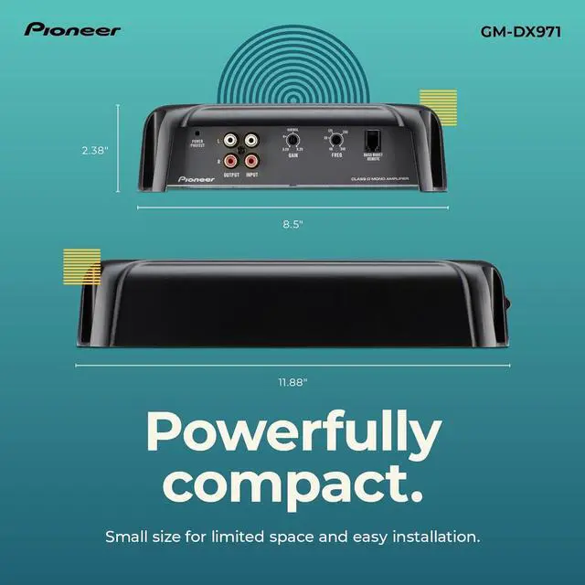 Alt view image 4 of 6 - Pioneer GM-DX971 Monoblock Car Amplifier 2400W Max, Efficient Class D, Bass Boost Control, Remote Bass Knob Included, Hi-Res Certified, Gold terminals, Powerful bass Output, Remote knob