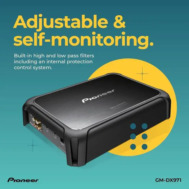 Alt view image 5 of 6 - Pioneer GM-DX971 Monoblock Car Amplifier 2400W Max, Efficient Class D, Bass Boost Control, Remote Bass Knob Included, Hi-Res Certified, Gold terminals, Powerful bass Output, Remote knob