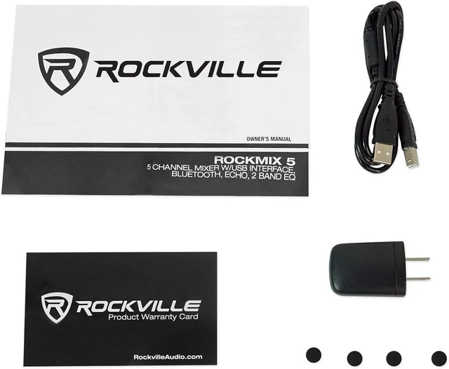 Alt view image 5 of 7 - Rockville RockMix 5 Channel Pro Mixer with USB, Bluetooth, Echo, EQ