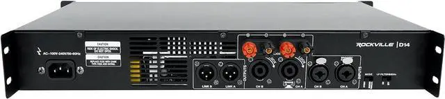 Alt view image 6 of 7 - Rockville D14 2-Channel Class D Pro/DJ Rack Mount Power Amplifier