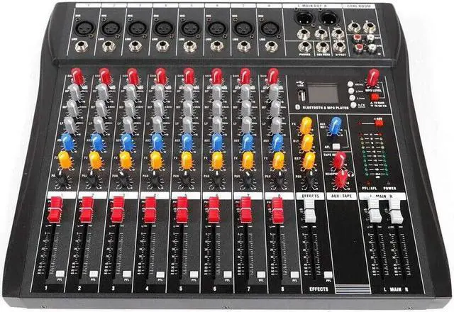 Main image of Professional 8 Channel Mixing Console Audio Mixer Bluetooth w/USB Drive Amplifier Studio Audio Sound Mixer Console Ac 110v 50hz 18w