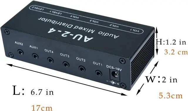 Alt view image 3 of 5 - 1/8" aux Input Mixing 2 in 4 Channel Way Out Headset Box Headphone Amplifier 3.5mm Mixer 1/8 inch Stereo Audio Amp with Ultra-Compact Portable Mini Jack 3.5 Splitter hup for Studio and Stage