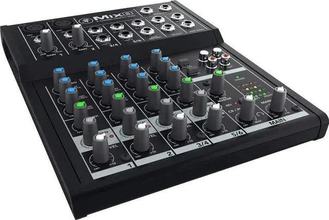 Alt view image 4 of 5 - Mackie -Mix8- Compact 8-Channel Desktop Analog Midsize Mixer for Live Sound 2 Mic/Line Input Channels with Pair of EMB XLR Cable and Gravity Magnet Phone Holder Bundle (2)