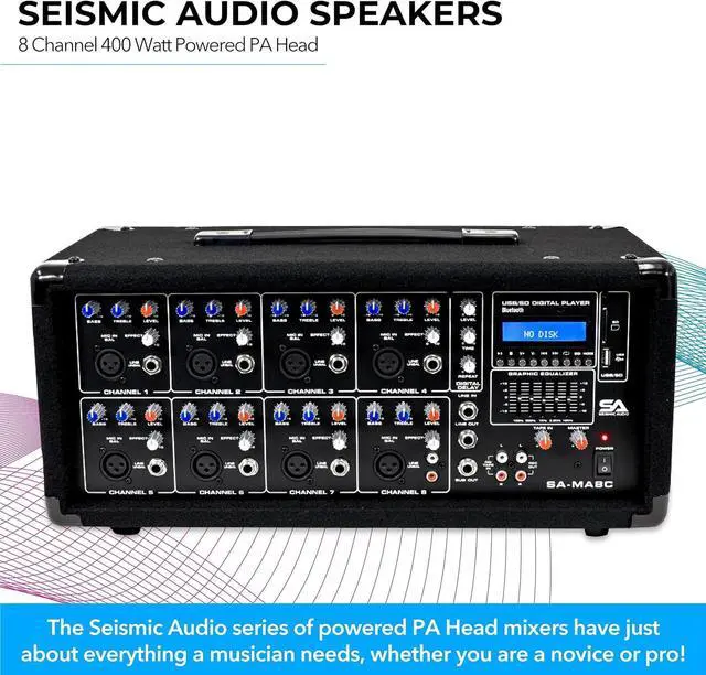 Alt view image 3 of 7 - Seismic Audio - SA-MA8C - 8 Channel 400 Watt Powered PA Head Mixer with Bluetooth and Effects