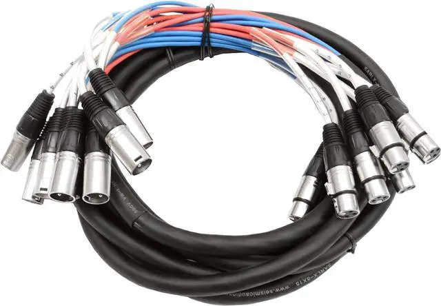 Main image of Seismic Audio Speakers 8 Channel Low Profile XLR Send Sub Snake Cable, XLR Splitter Cable, 15 Feet