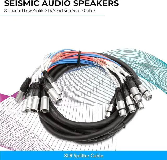Alt view image 3 of 7 - Seismic Audio Speakers 8 Channel Low Profile XLR Send Sub Snake Cable, XLR Splitter Cable, 15 Feet