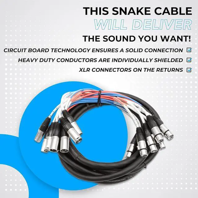 Alt view image 4 of 7 - Seismic Audio Speakers 8 Channel Low Profile XLR Send Sub Snake Cable, XLR Splitter Cable, 15 Feet