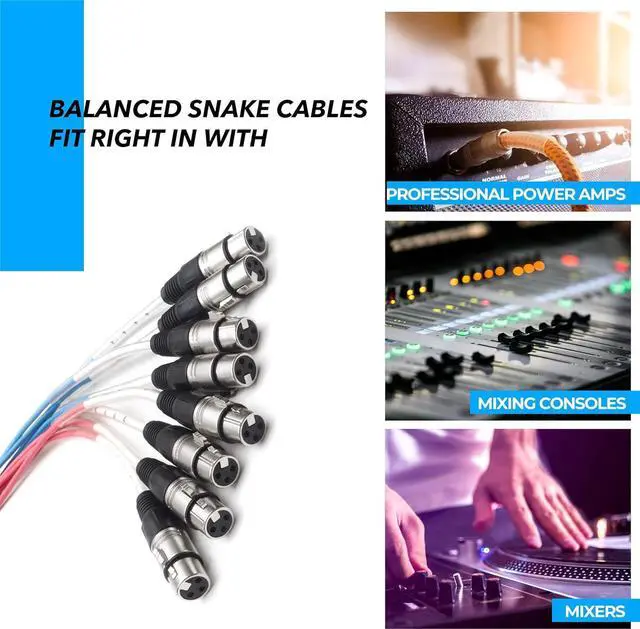 Alt view image 5 of 7 - Seismic Audio Speakers 8 Channel Low Profile XLR Send Sub Snake Cable, XLR Splitter Cable, 15 Feet