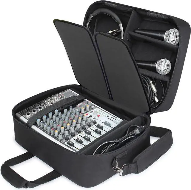 Main image of USA Gear DJ Mixer Travel Travel Bag Fits Yamaha MG10XU, MG06X, Mackie Mix8 8-Channel, Behringer Xenyx Q502USB, Adapters, Headphones, Laptops - Customer Interior, Water Resistant Exterior (Black)