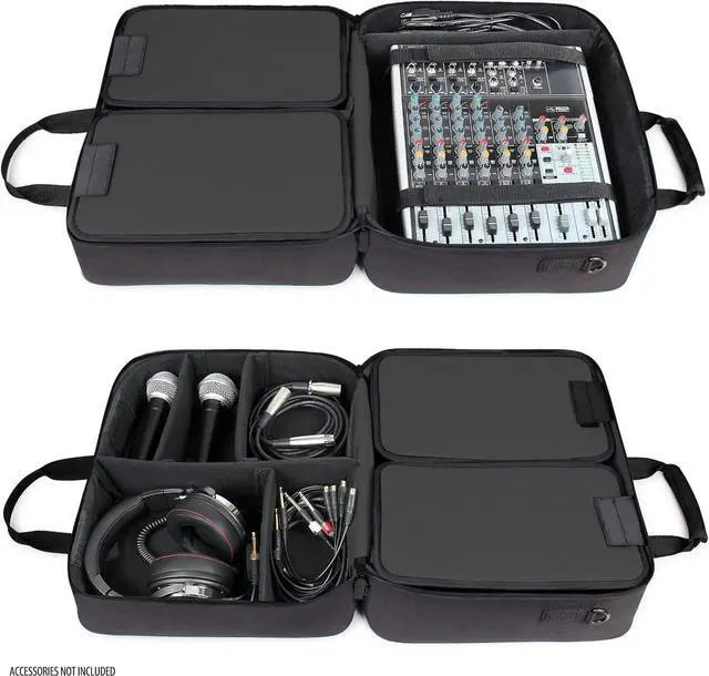 Alt view image 3 of 7 - USA Gear DJ Mixer Travel Travel Bag Fits Yamaha MG10XU, MG06X, Mackie Mix8 8-Channel, Behringer Xenyx Q502USB, Adapters, Headphones, Laptops - Customer Interior, Water Resistant Exterior (Black)
