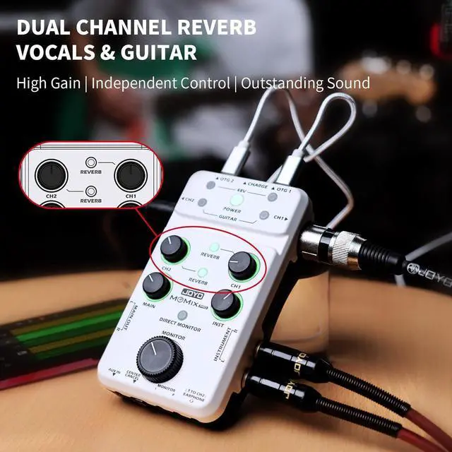 Alt view image 3 of 6 - JOYO Audio Mixer USB Audio Interface Stereo XLR+48V Phantom Power Mixer for Live Streaming Recording Podcasting Plug & Play (MOMIX PRO)