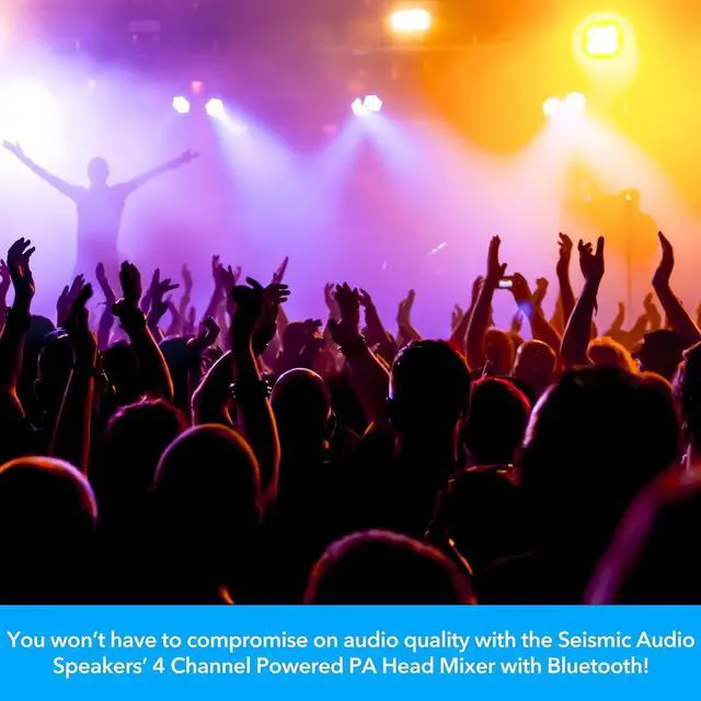 Alt view image 6 of 7 - Seismic Audio - SA-MA4C - 4 Channel 200 Watt Powered PA Head Mixer with Bluetooth and Effects