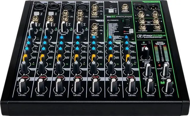 Alt view image 2 of 6 - Mackie ProFX10v3 10-Channel Mixer with Built-in Effects and USB + Pro Headphone with Pair of EMB XLR Cable and Gravity Magnet Phone Holder Bundle