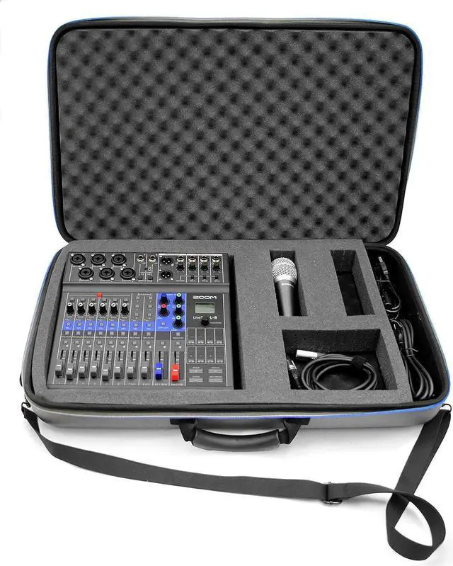 Main image of CASEMATIX Music Equipment Mixer Case Compatible with Zoom LiveTrak L-8 Podcast Mixer or PodTrak P8 Recorder and Microphone Accessories - Includes DJ Equipment Gig Bag Travel Case Only
