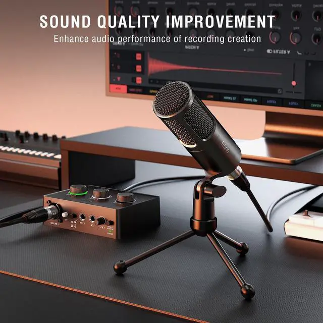 Alt view image 2 of 7 - FIFINE Podcast Equipment Bundle Set, Music Recording Kit with Studio Dynamic Microphone and USB Audio Mixer with XLR Mic Input, Headphone Monitoring, Volume Knob for Vocal/Voice Over-AmpliTank KS6