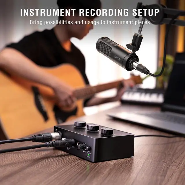 Alt view image 3 of 7 - FIFINE Podcast Equipment Bundle Set, Music Recording Kit with Studio Dynamic Microphone and USB Audio Mixer with XLR Mic Input, Headphone Monitoring, Volume Knob for Vocal/Voice Over-AmpliTank KS6