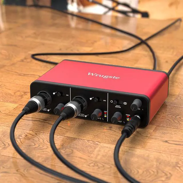 Alt view image 5 of 7 - Wrugste USB Audio Interface +48V Phantom Power 24Bit/192kHz for Recording Podcasting and Streaming Ultra-low Latency Plug and Play Noise-Free XLR Audio Interafce for PC
