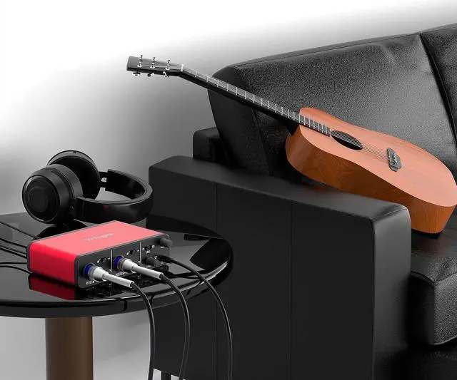 Alt view image 7 of 7 - Wrugste USB Audio Interface +48V Phantom Power 24Bit/192kHz for Recording Podcasting and Streaming Ultra-low Latency Plug and Play Noise-Free XLR Audio Interafce for PC